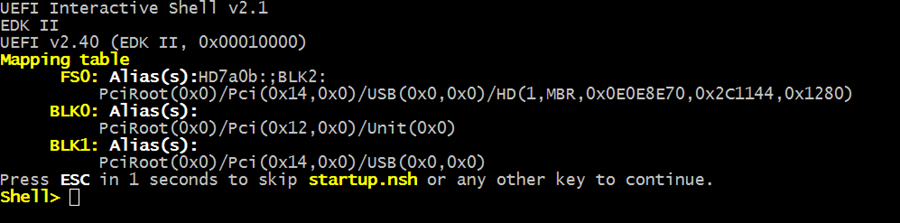 Boot the board from the USB flash drive - power on screen